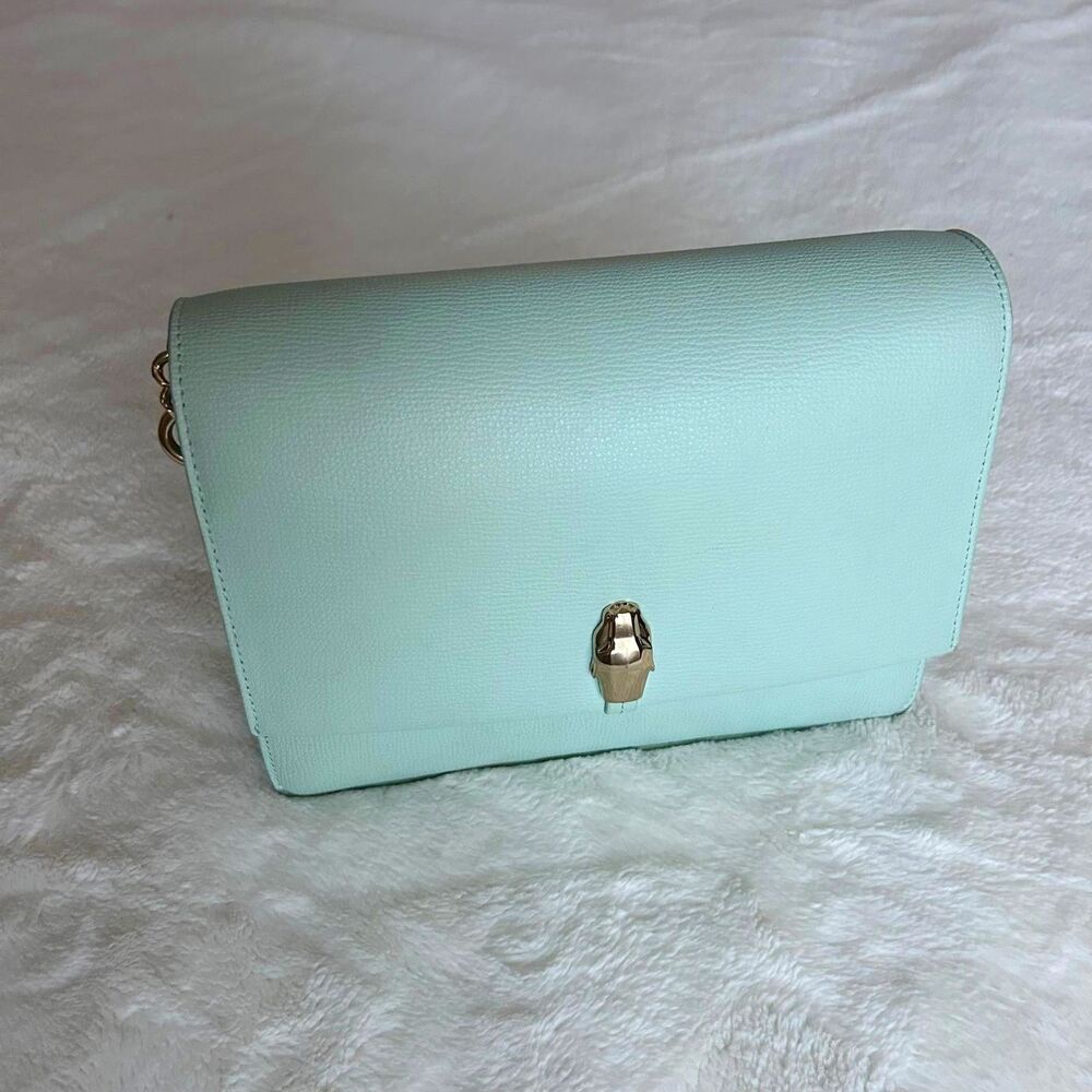 Roberto Cavalli Class Luxury Women's Turquoise Genuine Calf Leather Bag Handbag